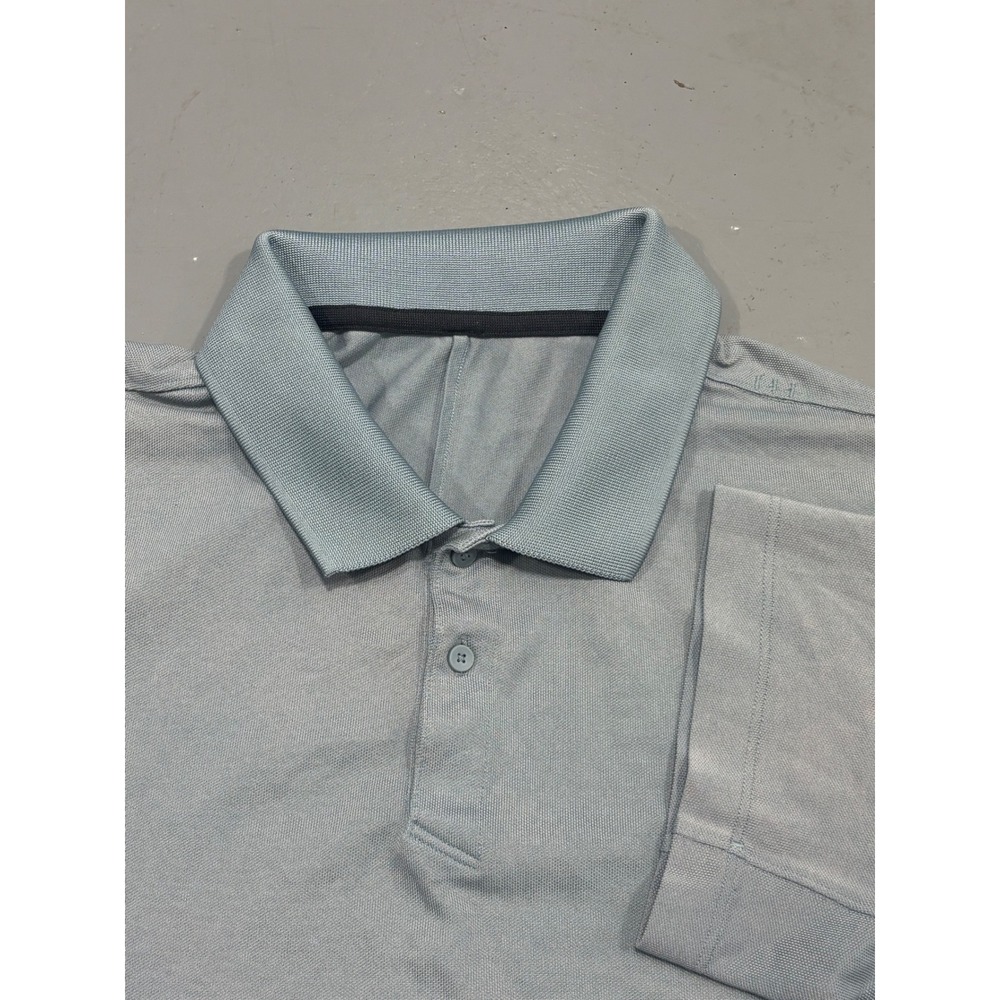 Lululemon Evolution Polo Shirt Mens Blue Grey Short Sleeve Golf Top Pique P1015